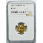 Russia, Nicholas II, 5 Rouble Petersburg 1901 ФЗ - NGC MS62