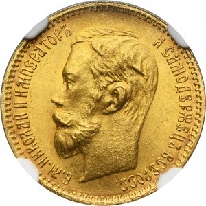Russia, Nicholas II, 5 Rouble Petersburg 1902 AP - NGC MS66