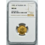 Russia, Nicholas II, 5 Rouble Petersburg 1902 AP - NGC MS66