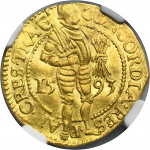 Netherlands, Province of Utrecht, Ducat 1593 - NGC AU55 - ex. Grain Collection