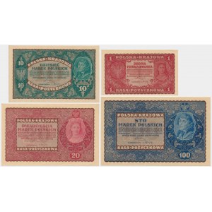 Zestaw, 1-100 marek 1919 (4 szt.)