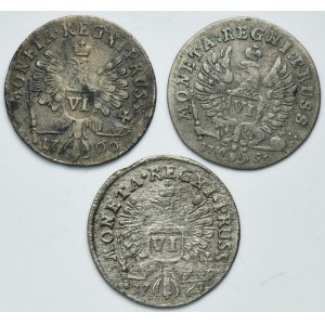 Lot, Russian occupation of Prussia, Elizabeth, 6 Groschen Königsberg 1759-1761 (3 pcs.)