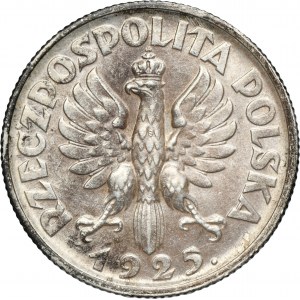 Kobieta i kłosy, 1 złoty Londyn 1925 - kropka po dacie