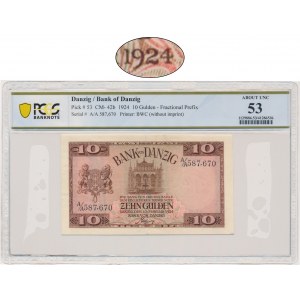 Danzig, 10 Gulden 1924 - A/A - PCGS 53 - RARE