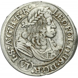 Silesia, Habsburg rule, Leopold I, 6 Kreuzer Breslau 1677 SHS