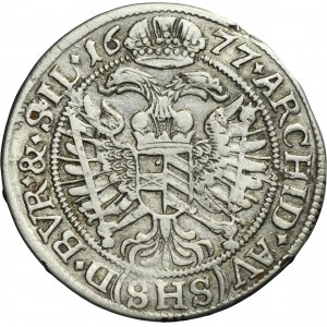 Silesia, Habsburg rule, Leopold I, 6 Kreuzer Breslau 1677 SHS