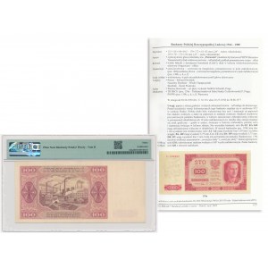 100 złotych 1948 - U - ILUSTROWANY W KATALOGU CZ.MIŁCZAKA - PMG 30