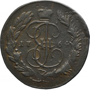 Russia, Catherine II, 5 Kopeck Moscow 1764 MM - overstruck