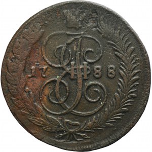 Russia, Catherine II, 5 Kopeck Moscow 1788 MM - overstruck