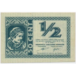 Slovenia, German Occupation WW II - Laibach, 1/2 Lira 1944