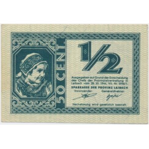 Slovenia, German Occupation WW II - Laibach, 1/2 Lira 1944