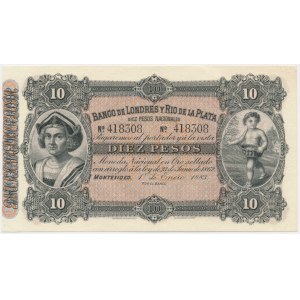 Uruguay, Banco de Londres y Río de La Plata, 10 pesos 1883