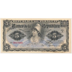 Paraguay, 5 Pesos 1907