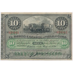 Cuba, 10 Pesos 1896 - overprint PLATA -