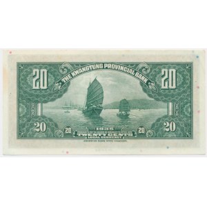 Chine, Kwantung Provinvional Bank, 20 cents 1935