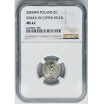 PRÓBA MIEDZIONIKIEL, 2 grosze 2005 - NGC MS62 - BARDZO RZADKIE