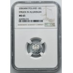 PRÓBA ALUMINIUM, 10 groszy 2006 - NGC MS65 - BARDZO RZADKIE