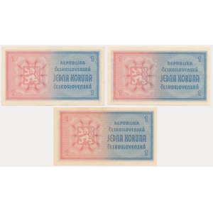Czechoslovakia, 1 Koruna (1946) (3 pcs.)