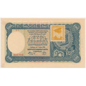 Czechoslovakia, 100 Korun (1945-53) on Slovak 100 Korun 1940 II issue - SPECIMEN