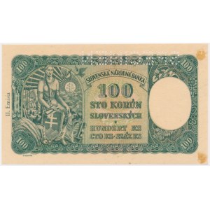 Czechoslovakia, 100 Korun (1945-53) on Slovak 100 Korun 1940 II issue - SPECIMEN