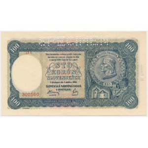 Slovakia, 100 Korun 1940 II issue - SPECIMEN -
