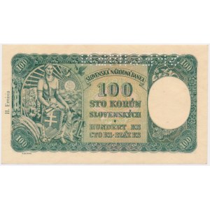 Czechoslovakia, 100 Korun (1945-53) on Slovak 100 Korun 1940 II issue - SPECIMEN