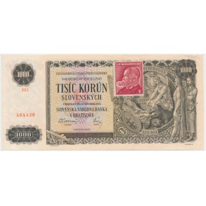 Czechoslovakia, 1.000 Korun (1945) on 1.000 Slovak Korun 1940 - SPECIMEN -
