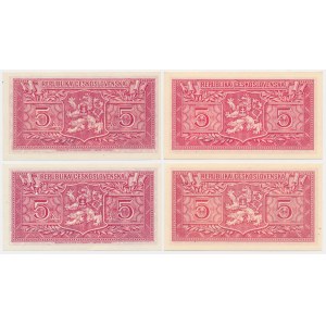 Czechoslovakia, 5 Korun (1945-49) (4 pcs.)