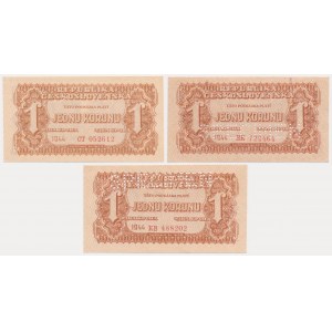 Czechoslovakia, 1 Koruna 1944 (3 pcs.)