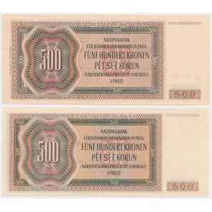 Bohemia & Moravia, 500 Korun 1942 - I & II issue - SPECIMEN (2 pcs.)