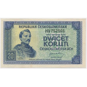 Czechoslovakia, 20 Korun (1945) - SPECIMEN