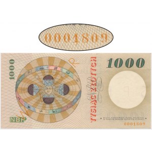 1.000 złotych 1965 - SPECIMEN - A 0000000 - nadruk pomarańczowy -
