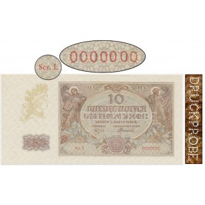 10 złotych 1940 - WZÓR - Ser.L 0000000 - perforacja DRUCKPROBE - UNIKAT
