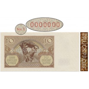 10 złotych 1940 - WZÓR - Ser.L 0000000 - perforacja DRUCKPROBE - UNIKAT