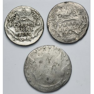 Lot, Russia, Elizabeth and Catherine II, Grivennik and 15 Kopeck (3 pcs.)