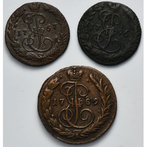 Lot, Russia, Catherina II, Dienga and Kopeck (3 pcs.)