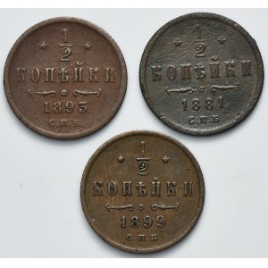 Lot, Russia, 1/2 Kopeck (3 pcs.)