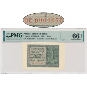 1 złoty 1941 - BE - PMG 66 EPQ - niski numer