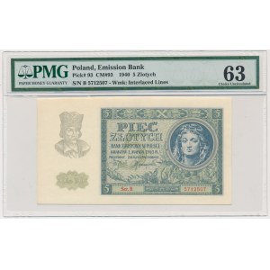 5 złotych 1940 - B - PMG 63