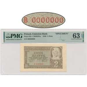 2 złote 1940 - WZÓR - B 0000000 - PMG 63 EPQ - RZADKI