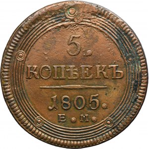 Russia, Alexander I, 5 Kopeck Jekaterinburg 1805 EM