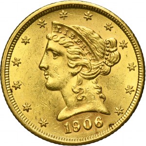 USA, 5 Dollar Philadephia 1906 - Liberty Head