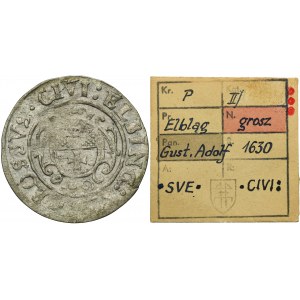 Elbing under Sweden, Gustav II Adolf, Groschen Elbing 1630 - ex. Kałkowski