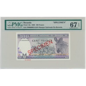 Rwanda, 100 Francs 1989 - SPECIMEN - PMG 67 EPQ