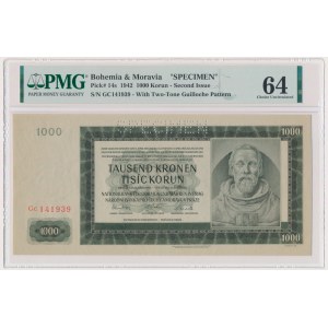Czechy i Morawy, 1.000 Kronen 1942 - II issue - SPECIMEN - PMG 64