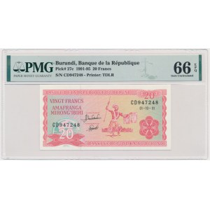 Burundi, 20 Francs 1991 - PMG 66 EPQ