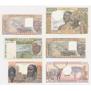 Western African States, 100-1.000 Francs (1959-2003) (6 pcs.)