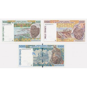 Western African States, 500-5.000 Francs (1991-2003) (3 pcs.)