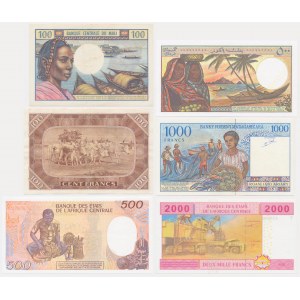 African States, former French colonies, 100-2.000 Francs (1960-2004) (6 pcs.)