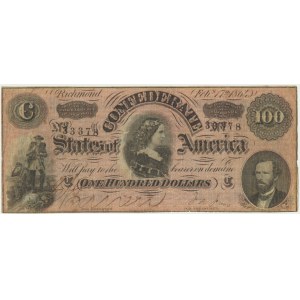 USA, Confederate States America, Virginia, 100 Dollars 1864